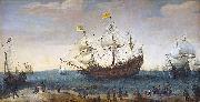 Hendrik Cornelisz. Vroom The Mauritius and other East Indiamen oil painting artist